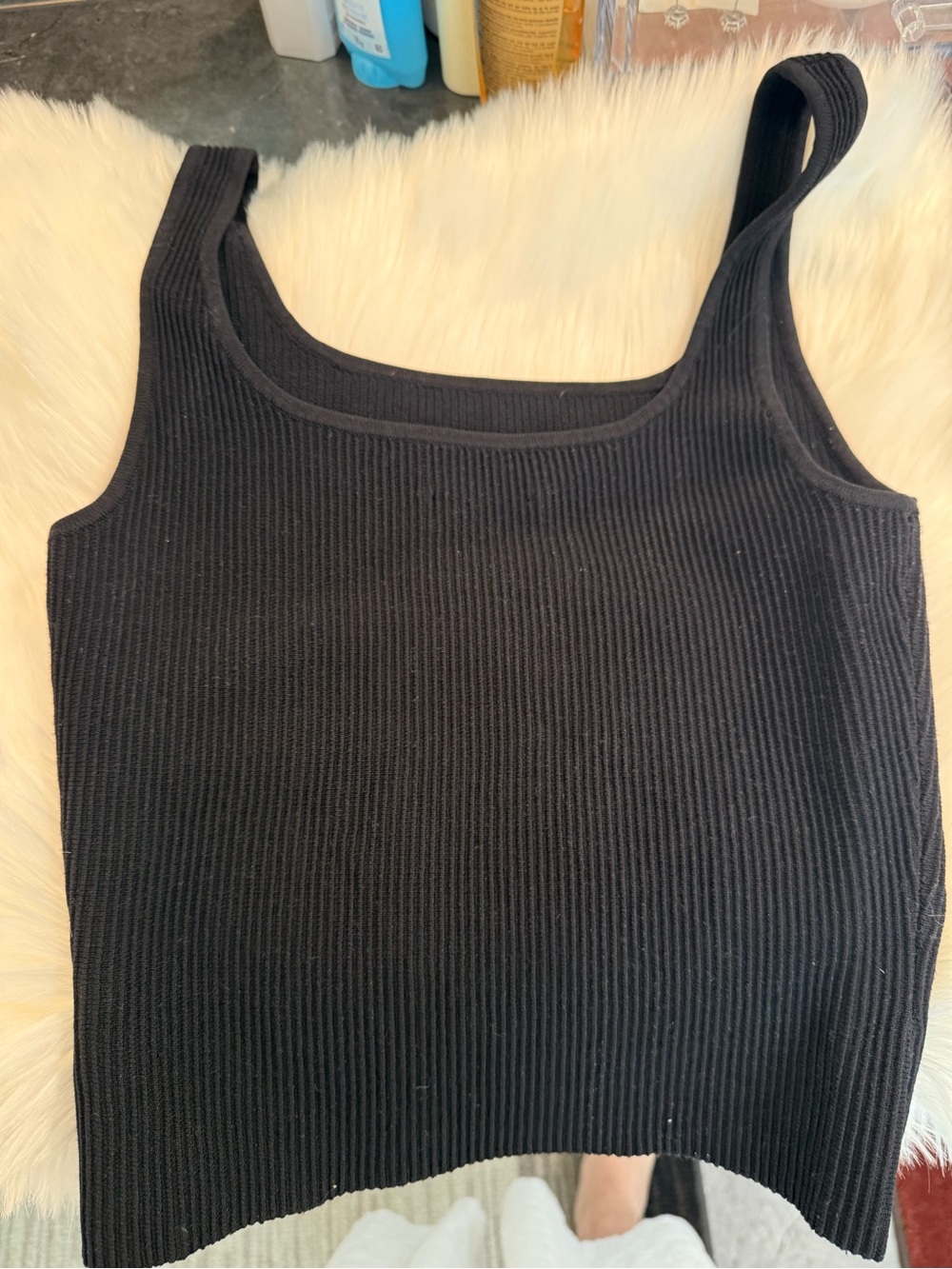 Babaton Black Ribbed Square-Neck Tank - Picture 2 of 3